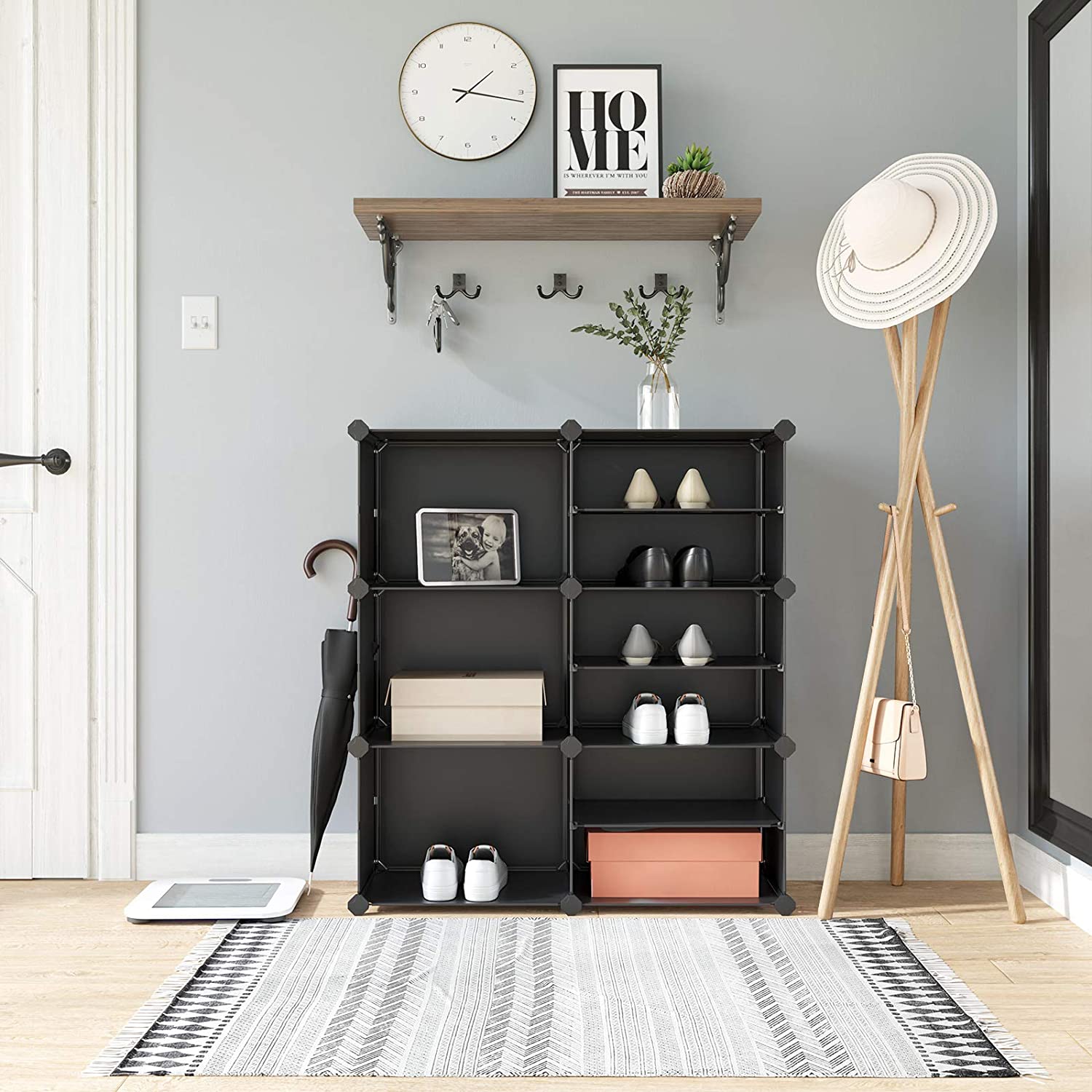 TikTok Hot Sell DIY Plastic Shoe Rack with Adjustable Shapes Storage